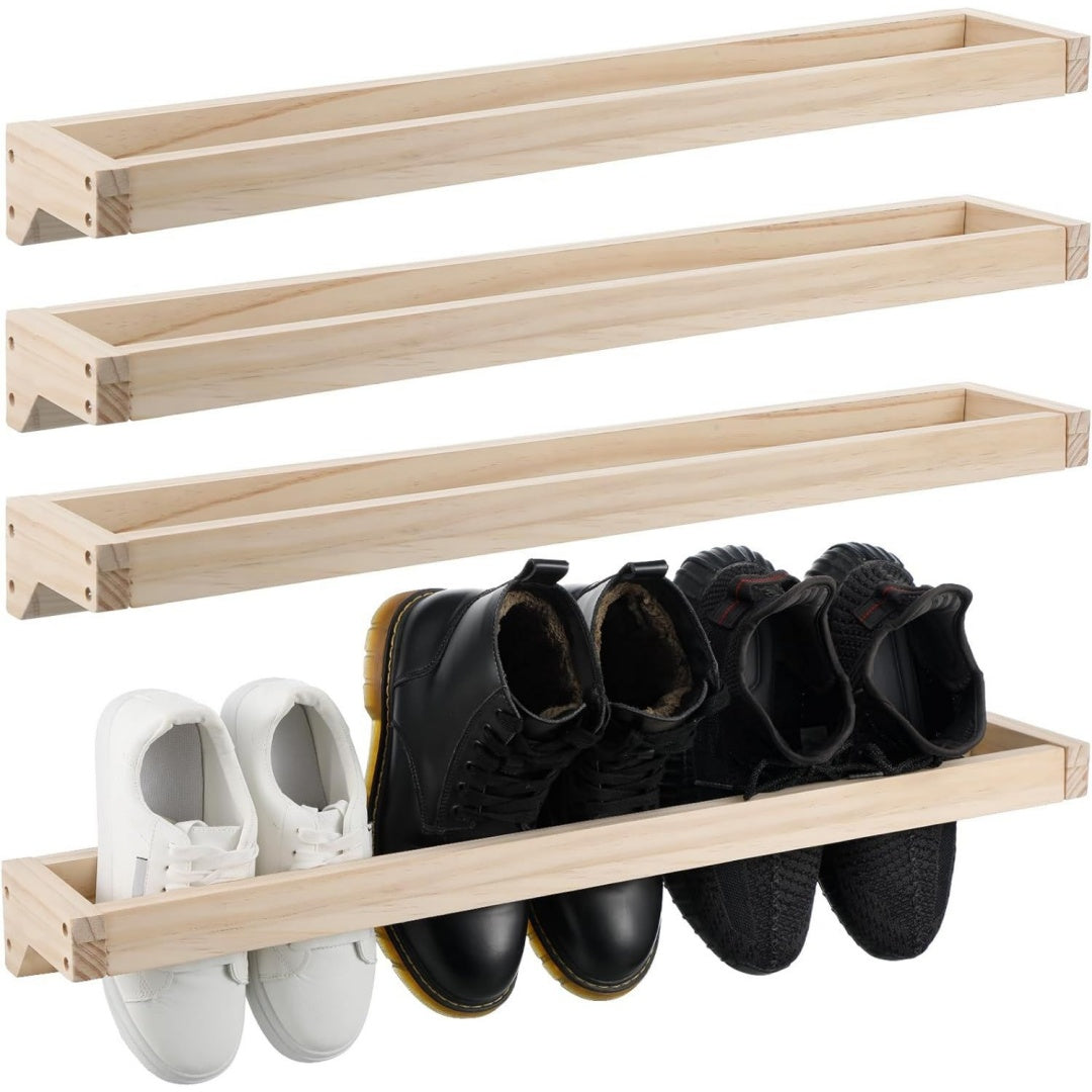 Wenqik Schuhregal aus holz zur Wandmontage rustikales Schuhregal