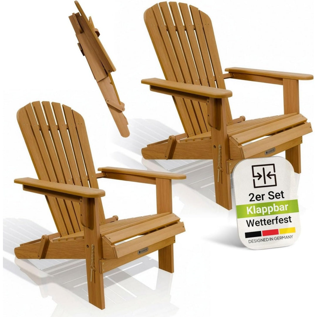 Garten Liegestuhl Korfu 2er Set aus Akazienholz natur 85x69x94 cm klappbar geoelt