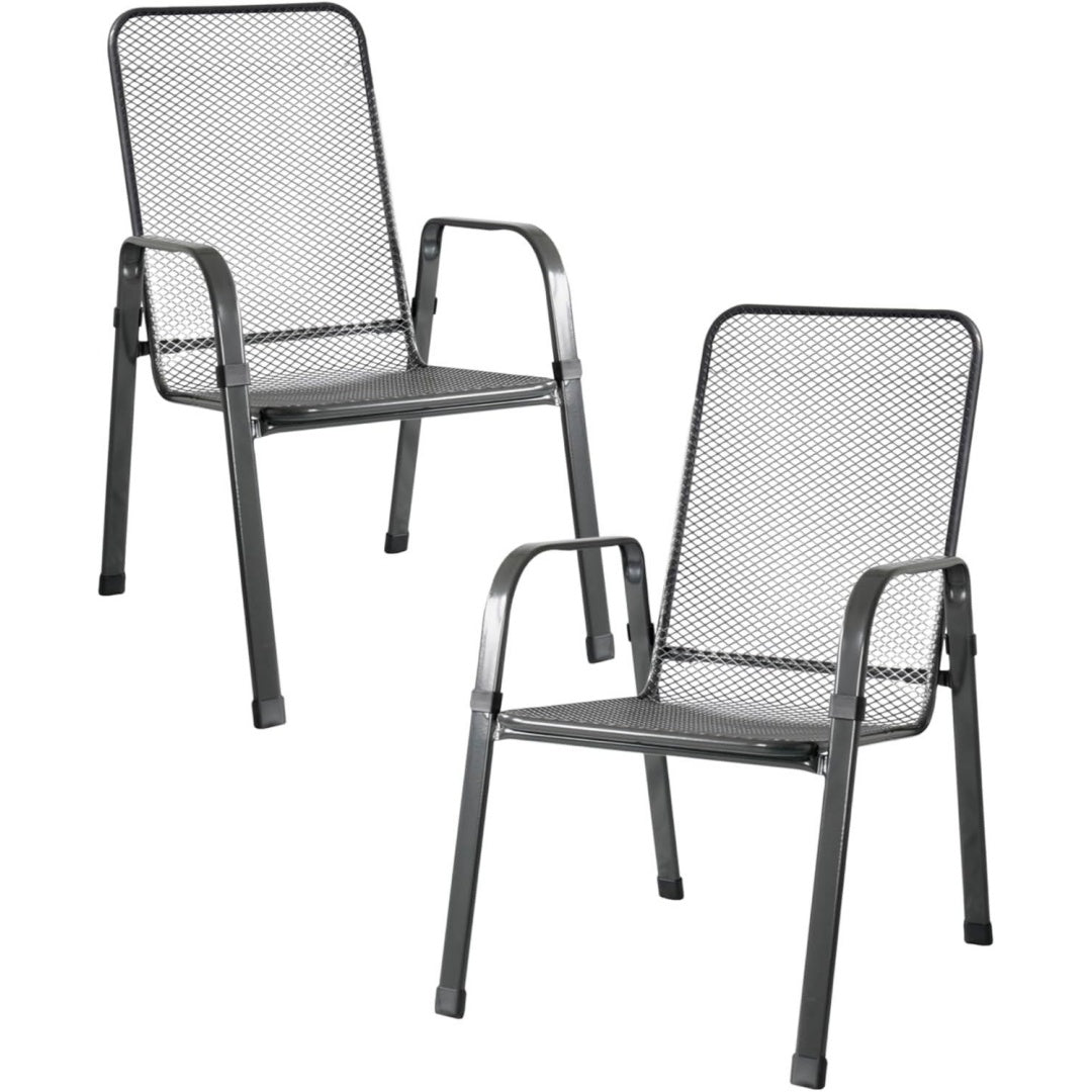 MFG Streckmetall-Stapelstuhl MEC-Stor Schwarz 2er-Set