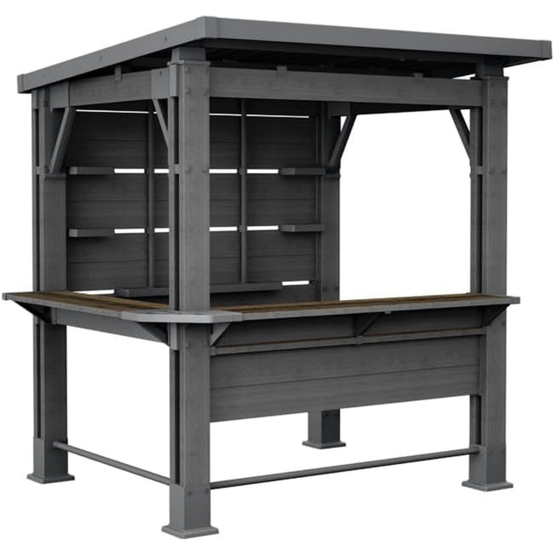 Bar Gazebo Gartenpavillon mit integriertem Bartresen Rot walnuss wetterfest Holzoptik in