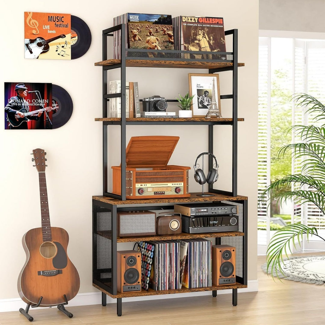 5 Etagen Plattenspieler-Staender Beistelltisch Plattenspieler Regal mit Schallplattenaufbewahrung Gross Vinyl Schallplattenstaender Vinyl Holder
