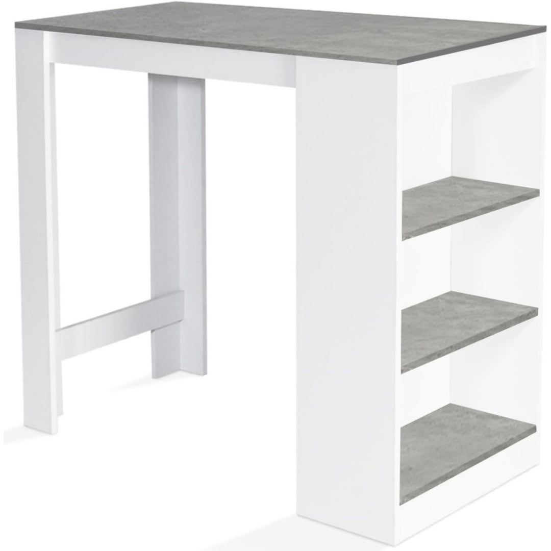 IDMarket - Bartisch Barth 2 bis 4 Personen Tischplatte Betoneffekt Weiß holz