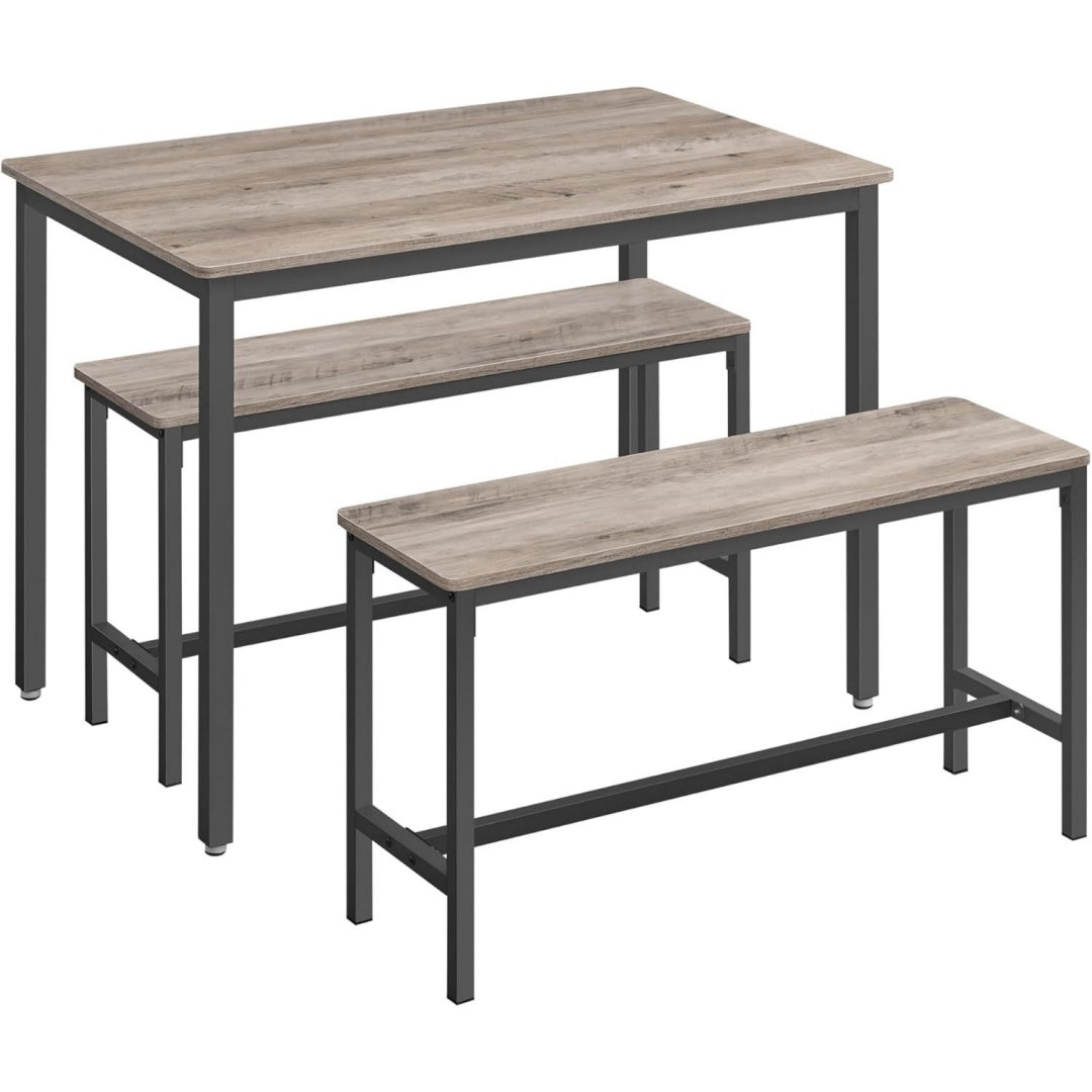Esstisch mit 2 Baenken Schwarz 70 x 110 x 75 cm 3er-Set Kuechentisch
