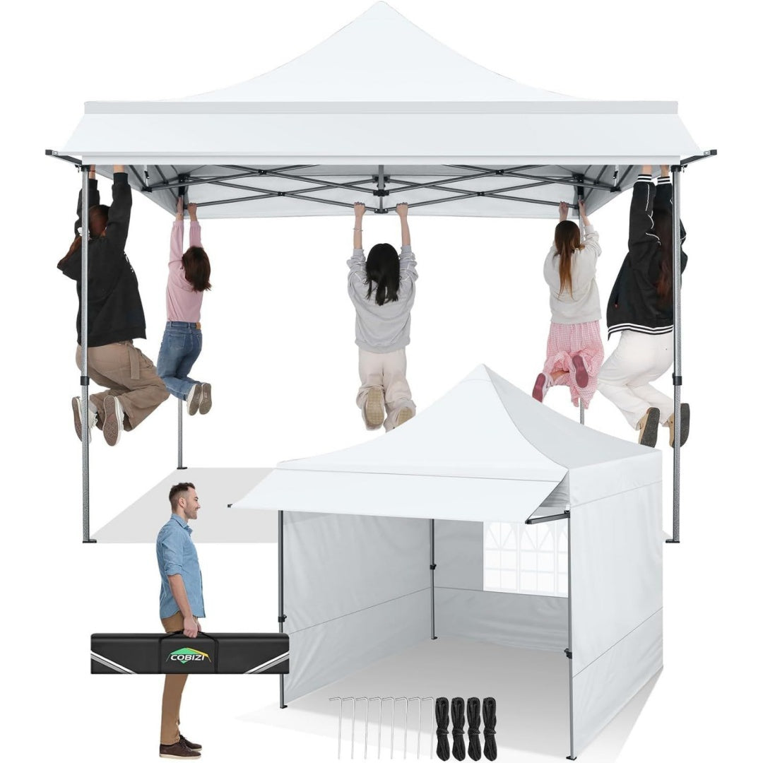 Pavillon Wasserdicht Stabil Winterfest mit Markisen weiss 3x3 UV Schutz 50+ Popup Faltpavillon Klappbar mit 3 Seitenwaenden Partyzelt Pavillon