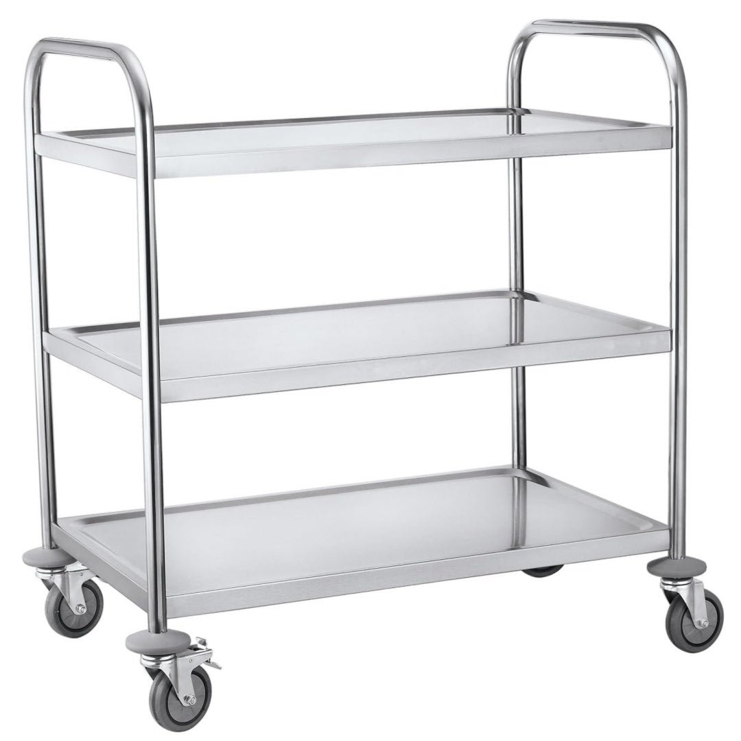 EWH-300 Edelstahlservierwagen 3 Etagen 150 kg Tragfaehigkeit