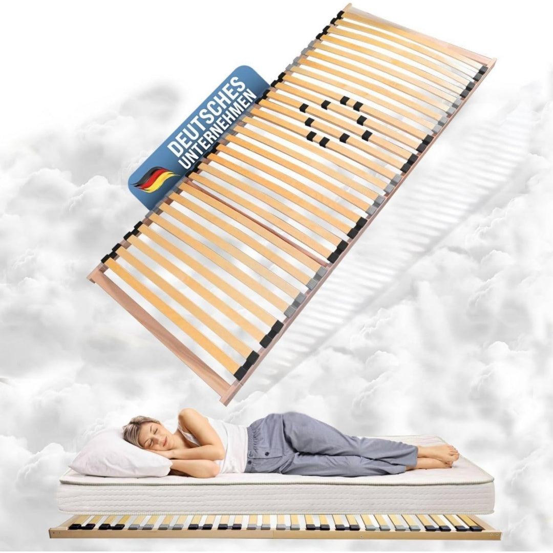 Coemo Stabiler 7-Zonen Lattenrost Schwarz buche 140x200 cm Lattenrahmen starr 28 Leisten -Kappen
