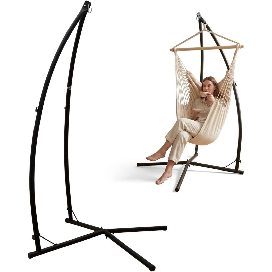 AMANKA Haengesessel Gestell Outdoor 120 kg - 215cm Stahlrohr Staender fuer Haengesitz Halterung Schaukelgestell Metall fuer Federwiege Haengestuhl