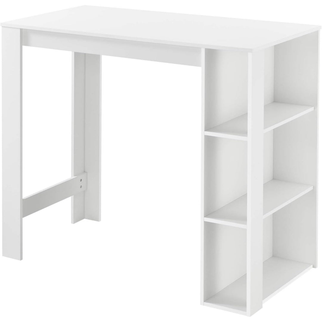En.casa Bartisch Danderyd Bistrotisch Esstisch Kuechentheke mit 3 Ablagefaechern Stehtisch Bartheke fuer Esszimmer Wohnzimmer Kueche Weiß 120 x 60 x