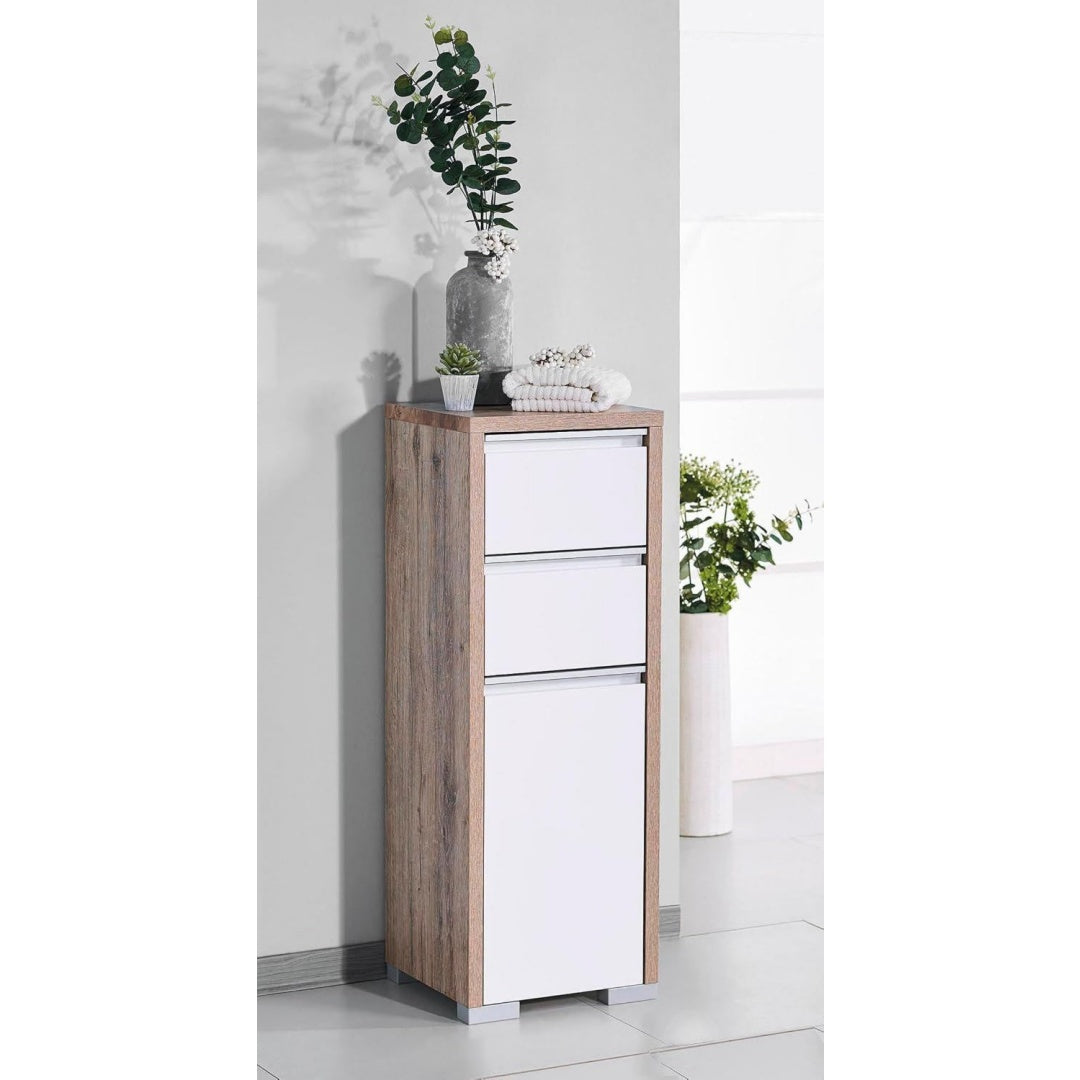 Bello Midischrank 138176 Weiß glanz wildeiche Dekor
