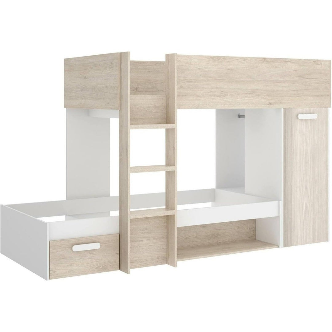 Dmora - Schlafzimmer Focalone Weiß eiche 246x112 Komplettes Schlafzimmer Kinderzimmer