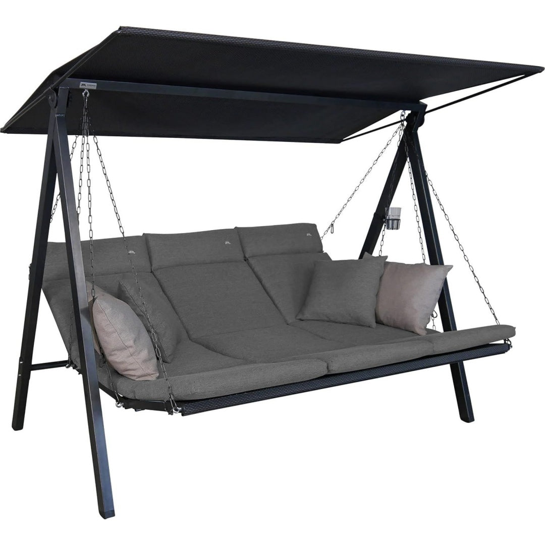 Freizeitmoebel GmbH Hollywoodschaukel Lounge Smart - Gartenschaukel Made in Germany - Schaukel zum Sitzen Grau hellgrau Liegen und Entspannen