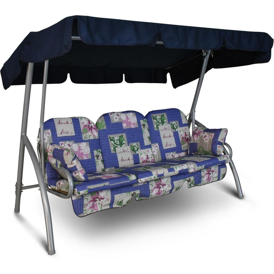 Hollywoodschaukel - Gemustert Gartenschaukel Made in Germany Blau beige Schaukel zum Sitzen und Entspannen einfache Montage