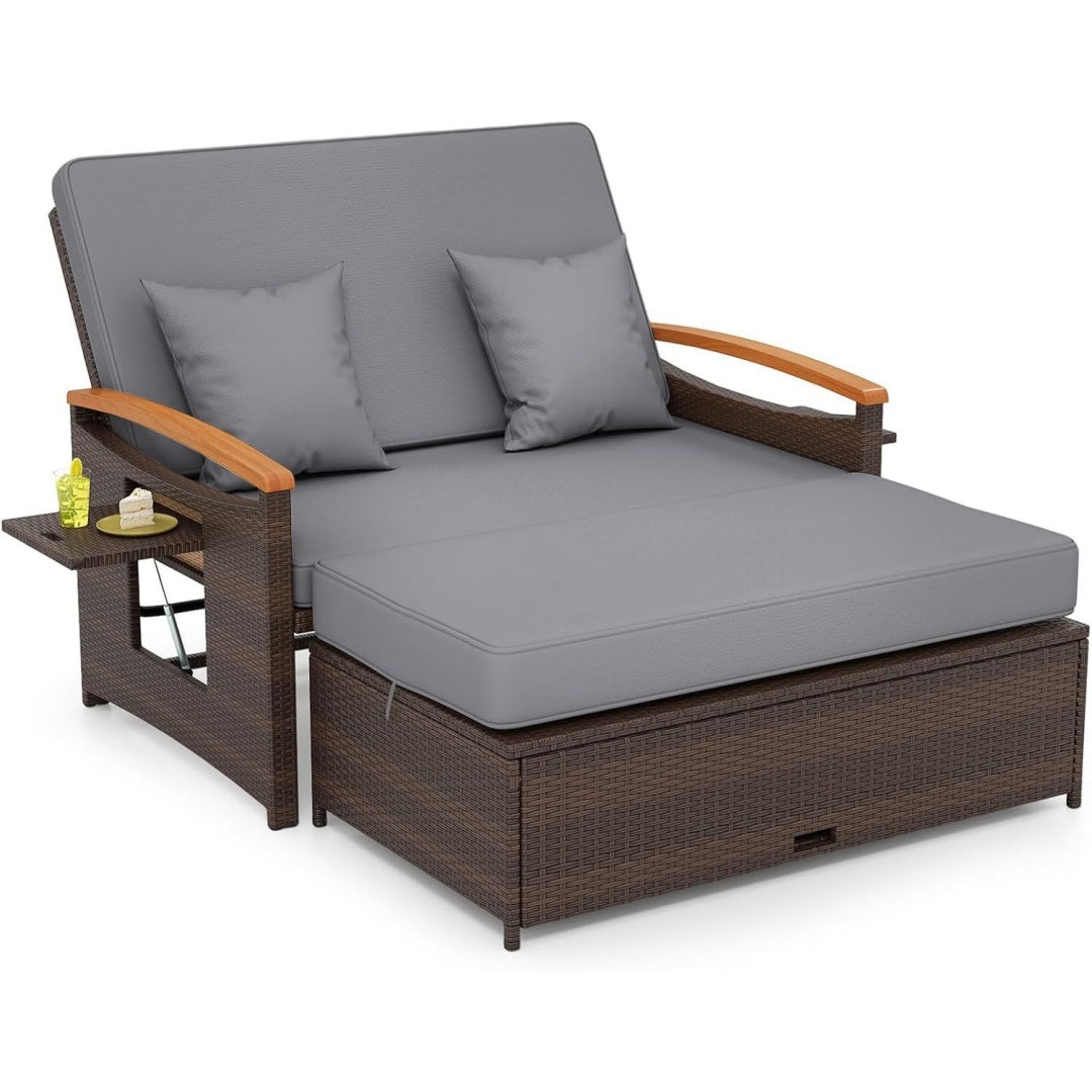 Lounge Moebel Outdoor rattan Gartensofa mit Liegefunktion Balkonmoebel Kleiner Balkon