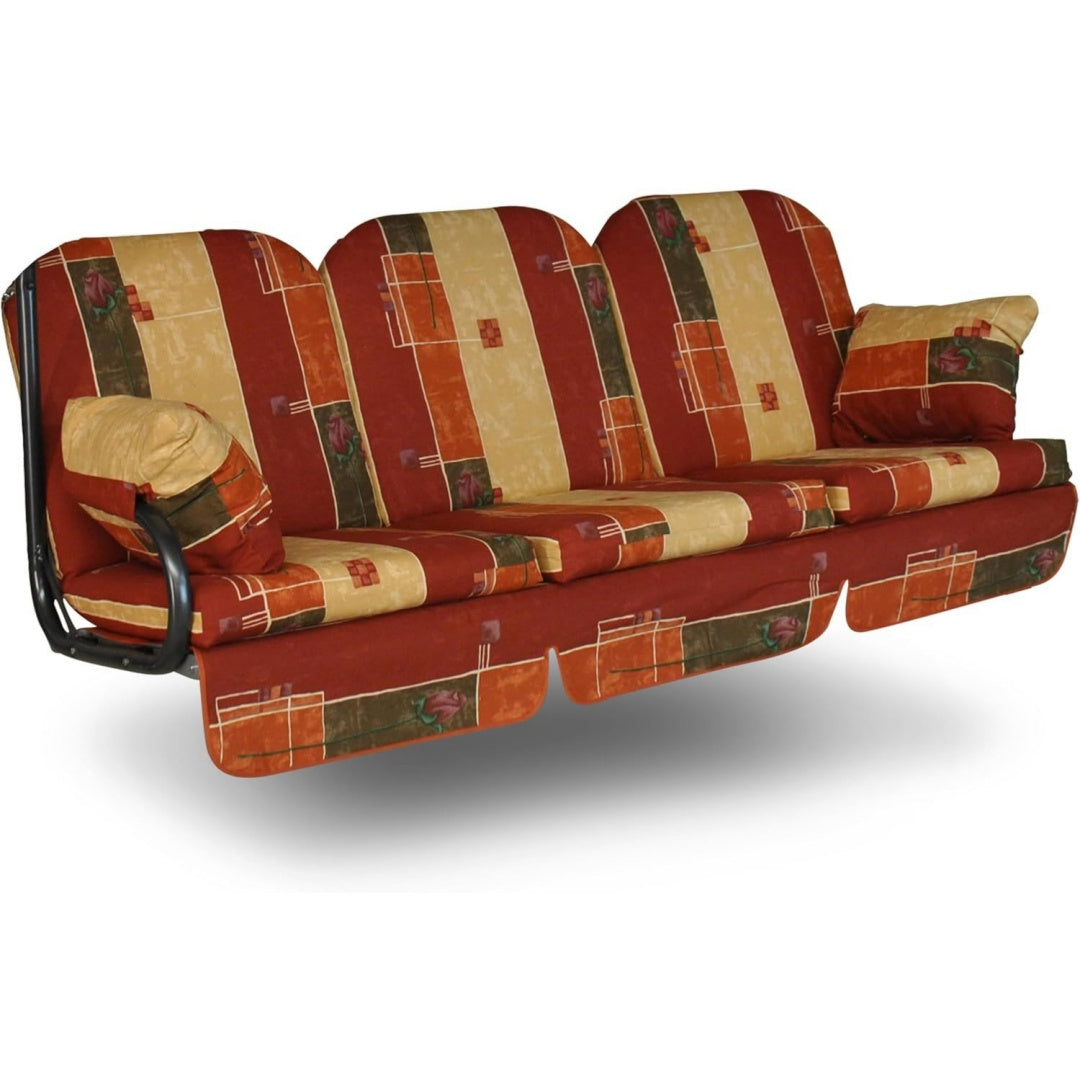 Hollywoodschaukel Auflage -Terra- Gemustert passend fuer viele 3-Sitzer Hollywoodschaukeln Rot beige Schaukelauflage Made in Germany