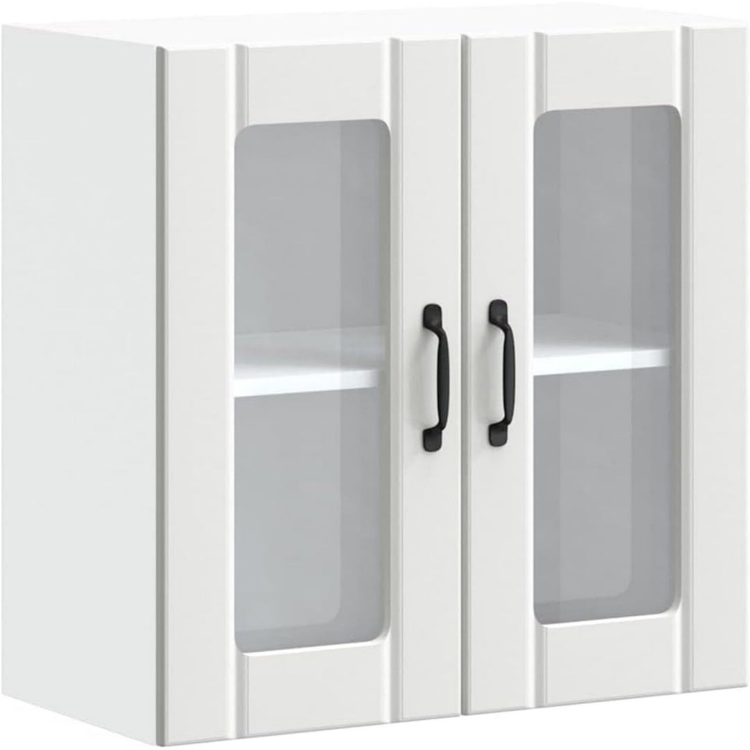 Kuechen-Haengeschrank mit Glastuer Holzwerkstoff Weiß